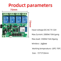 Module de relais intelligent Tuya Zigbee 4 gangs marche/arrêt RF DC 12V 24V USB 5V Momentané Autobloquant Interbloquant Contrôlé par application
