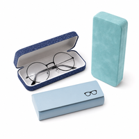 Étui à lunettes rigide en PU minimaliste en gros, couleur macaron, avec logo personnalisé et doublure douce pour magasins d'optique