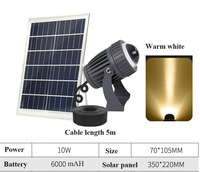 Reflector LED Solar para Exteriores IP65 de 10w para Jardín, Paisaje Pequeño, con Ángulo de Visión Estrecho y Larga Distancia de Irradiación, para Villas