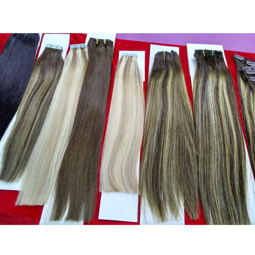 Juancheng fabbrica all'ingrosso 100% capelli umani Ombre Balayage e evidenziare il nastro nelle estensioni dei capelli di Remy per le donne bianche