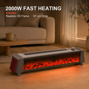 Radiateur électrique à effet flamme pour plinthe, ventilateur PTC 2000W 97cm, thermostat réglable, chauffage rapide, pour maison et bureau - Product Image 1
