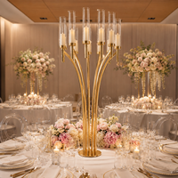 Magnifique candélabre en cristal doré à 8 bras, bougeoirs en verre faits à la main, décoration classique pour mariage, salle à manger, banquet