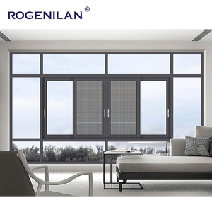 Rogenilan Canada Slides <strong>Window</strong> <strong>With</strong> <strong>Mosquito</strong> <strong>Net</strong> Black Aluminum Profile Low-e Glass Sliding <strong>Windows</strong> Price - Product Image 6