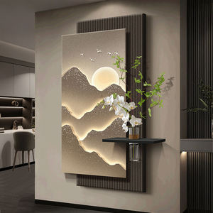 Vente directe usine : Peinture murale suspendue 3D de luxe en grès, motif montagne et <span class=keywords><strong>oiseaux</strong></span>, avec plante verte simulée, pour décoration de couloir - Product Image 3