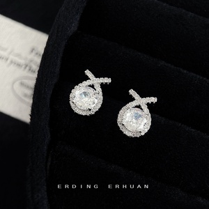 Pendientes de moda para mujer, pendientes de cristal en tono plateado 925, joyería fina, elegante, uso diario, regalo para fiesta de boda, regalo de Navidad - Product Image 3