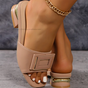 Fashion Plus Size Women's <b>Slippers</b> Thick Heel Light Weight Designer Women Sandals Rubber Open Toe Square Head <b>Slippers</b> for Women - Product Image 4