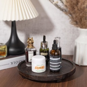 <b>Wooden</b> <b>Round</b> Tray Cosmetic Storage Decorative Tray For Bathroom Desktop Plant Pattern - Product Image 4