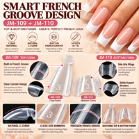 280 pièces de moules à ongles double forme à rainures françaises, pour extensions d'ongles carrées à double embout (supérieur et inférieur) type sandwich, vente en gros JM-109+110