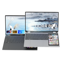 Nuovo Laptop Intel N95 4-Core con Doppio Schermo 15.6"+7" IPS, Bordi Sottili, 16GB RAM, Tastiera Inglese, Windows 11, SSD per Business