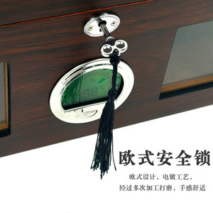 Boîte à cigares classique en bois massif laqué avec fenêtre transparente, humidificateur intégré, coupe-cigares, cèdre espagnol, anti-humidité, rectangulaire - Product Image 4