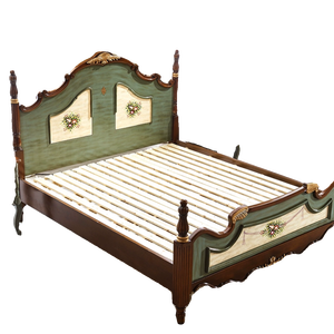 Lit double en bois massif de 1,8 m avec table de chevet de style rétro-américain pour chambre principale ou chambre d'hôtes - Product Image 5