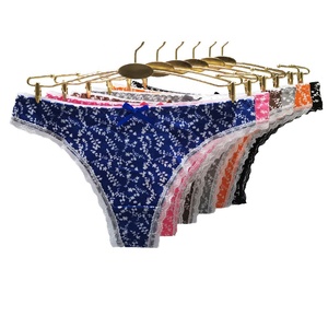 Mutandine a vita bassa in cotone con stampa floreale nera per le donne con motivo alto Sexy in pizzo lavorato a maglia tinta unita da donna