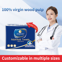 Serviettes en papier pliées en Z jetables en vrac, 100 % pâte de bois vierge, pour toilettes publiques et usage médical