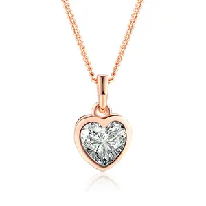 뜨거운 판매 칼라 드 Corazon 새로운 간단한 디자인 보석 CZ 다이아몬드 사랑 심장 펜던트 목걸이 N129-M