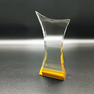 Venta caliente Diseño de moda Personalización personalizada Logo Trofeo de cristal verde