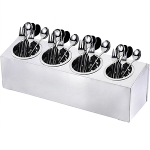 Porte-couverts en acier inoxydable à 4 trous, organiseur de couverts, porte-ustensiles - Product Image 1