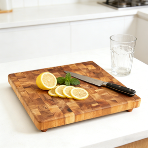 Maison Naturelle Vente en gros de haute qualité Planche à découper personnalisée en bois d'acacia <span class=keywords><strong>carré</strong></span> viande légumes boucher pour la cuisine - Product Image 5