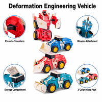 Truk Deformasi 2 in 1 Inertial Kustom OEM Menjadi Mobil Robot Morandi 3 Warna Campuran dengan Senjata untuk Anak-Anak