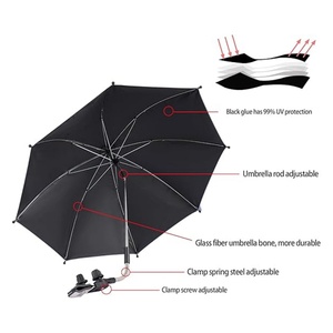 Parasol de poussette bébé léger, résistant aux UV, de haute qualité, avec pince réglable, compatible extérieur - Product Image 3