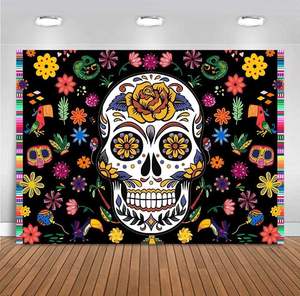 Bandera de la Fiesta del Día de Muertos Mexicana, Fondo para Fotografía de Día de los Muertos, Mariachi de Azúcar, Catrina, Personalizable - Product Image 6