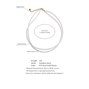 Jinyoue 2641 <span class=keywords><strong>perle</strong></span> artificiali fatte a mano a doppio strato accatastamento collana da <span class=keywords><strong>donna</strong></span> in acciaio inossidabile elegante gioielli di alta qualità - Product Image 6