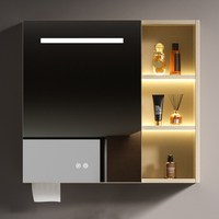 Ensemble de meuble-lavabo de salle de bain moderne de luxe mural en aluminium aéronautique avec miroir LED intelligent et comptoir en céramique, pour salle à manger