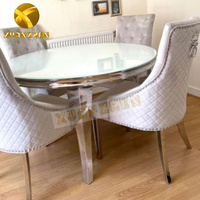 Meubles d'usine à prix abordable, ensemble de table à manger 6 places, prix avantageux, table à manger de luxe simple de bonne qualité avec chaises beiges