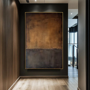 Cuadro Abstracto Grande Original para Colgar en la Pared, Murales Minimalistas <span class=keywords><strong>de</strong></span> Estilo Wabi-Sabi, Pintura <span class=keywords><strong>al</strong></span> Óleo Texturizada Hecha a Mano en Negro y Marrón sobre Lienzo - Product Image 1