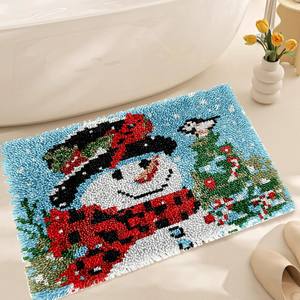 Adultes Enfants DIY Festival Cadeaux Noël Décoration Maison Loquet Crochet Tapis Tapisserie Kits avec Toile Imprimée - Product Image 2