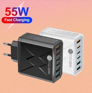 <span class=keywords><strong>Chargeur</strong></span> de téléphone portable standard 55W à charge rapide QC3.0, 4 ports USB + 2 ports Type-C, matériau ignifuge pour <span class=keywords><strong>PC</strong></span>, <span class=keywords><strong>chargeur</strong></span> de voyage - Product Image 1