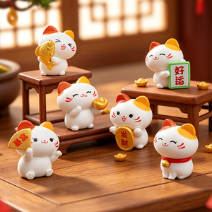 Figurine miniature mignonne en PVC Chat porte-bonheur pour la décoration DIY de micro-paysages, accessoire pour mini-voiture et ornement de bureau - Product Image 2