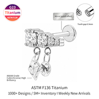 G23 Titan 18G/16G Ohrpiercing Trendige Hängeohrringe mit baumelndem Segment-Creolenring für Damen – Piercing-Schmuck