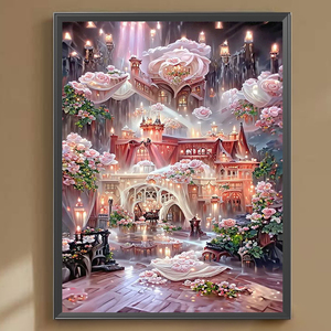 Kit Fai-da-Te 40*50CM con Motivo <span class=keywords><strong>Palazzo</strong></span> <span class=keywords><strong>di</strong></span> Rose, Pittura Diamante Moderna 5D Completa con Diamanti Acrilici Rotondi per Decorazione Murale - Product Image 1