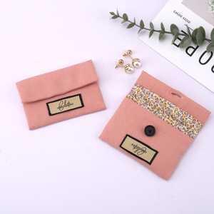Custom Logo <b>Printed</b> Small <b>Canvas</b> Envelope Pouch for Comb Cosmetic Makeup High Quality Cotton Gift Jewelry Envelope Bag - Product Image 3