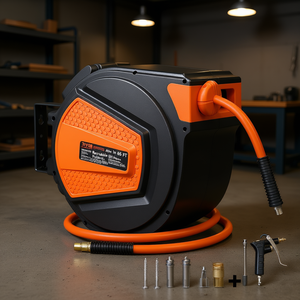 Enrouleur de tuyau d'air rétractable YevoB 3/8 po 65 pi hybride fermé 300 PSI Pièces pneumatiques Modèle D0100HRIB06 - Product Image 2