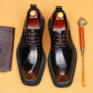 Zapatos Oxford de Vestir para Hombre, de Piel Sintética, con Punta en Pico, con Cordones, Color Sólido, Suela de Goma Acolchada, para Todas las Temporadas, Envío Directo - Product Image 5