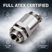 Presse-étoupe antidéflagrant en acier inoxydable 304, 7-13 mm, non blindé, connecteur de tuyau scellé IP65 pour zone dangereuse