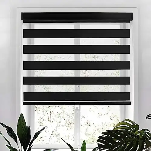 Free-Stop Cordless Zebra Shades Modern Design Double Layered Roller Blind Light Filtering Zebra Blinds for Windows Home Office