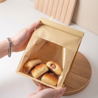 Bulk Kraft Paper Window Bakery Bag Gold Wire Tie Gusseted Stand Base Food Safe BPA Free Custom Logo Various Size Eco Friendly