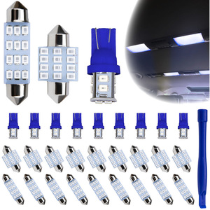 <b>Car</b> LED <b>Interior</b> <b>Light</b> Kit 24pc T10 Dual-Point Reading License Plate Roof <b>Light</b> White Blue Ice Blue With Pry Bar - Product Image 1