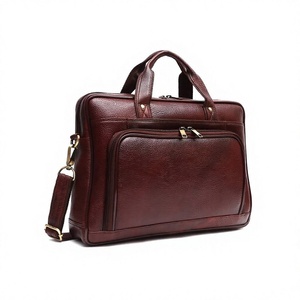 Sac messager pour ordinateur portable de bureau classique moderne de qualité supérieure B S International en cuir véritable grande capacité imperméable et écologique - Product Image 2