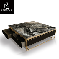 Conceptions populaires Pieds métalliques carrés de luxe Meubles de salon Table basse avec dessus en marbre