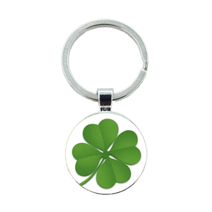 Luck Shamrock Four Leaf Keychain 4 Glass Time Gem Plant Charm for Jewelry Bag Valentine's Day Gift