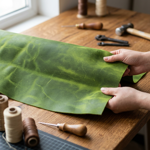 Cuir Poli Découpé de Haute Qualité Tendance, Motif Ostric en Relief, Texture Brillante et Froissée, Cuir Naturel de Vache et de Buffle pour Artisanat et Décoration Intérieure - Product Image 1