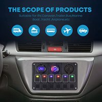 Boman BM- DC 12-24V Panneau de commutateur à bascule 6 positions Chargeur USB Prise Voltmètre LED Sortie 20A/10A 5A ABS+Aluminium Voiture Marine