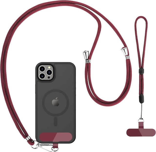 2 Pack Cell Phone Lanyard Set Detachable Adjustable Crossbody Neck Strap Wrist Strap 2 Pads, Universal Holder Compatible iPhone
