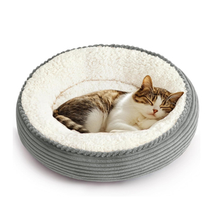 Lit pour chat et chien en tissu suédé super doux et durable, écologique, imperméable, rectangulaire, motif uni, lavable, gris, boîte en carton - Product Image 6
