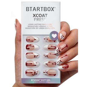 BTArtbox Uñas Postizas de Gel Suave, Uñas Falsas al por Mayor, Cortas, Almendradas, para Halloween, con Diseño de Sangre, Hechas a Mano, con Punta Francesa, Set de Uñas a Presión - Product Image 1