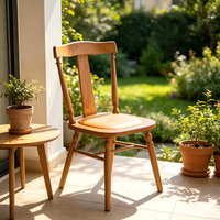 Chaise de salle à manger en bois massif, chaise caramel de style français, chaise de salle à manger de style antique avec dossier et coussin d'assise pour usage domestique