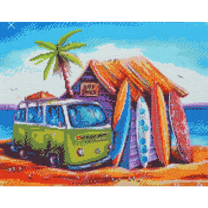 VANCY ARTS ภาพวาดติดรถยนต์ขนาด46X56ซม.,กล่องสีผ้าใบตกแต่งบ้านริมหาดสำหรับตกแต่งบ้านดอกสว่านเจาะเพชรเต็มรูปแบบ5D DIY